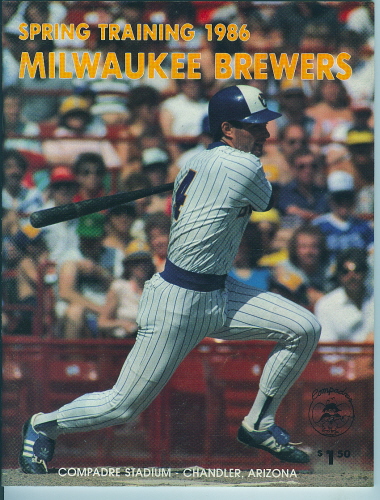 1986 Brewers Spring Training Program Paul Molitor Cover