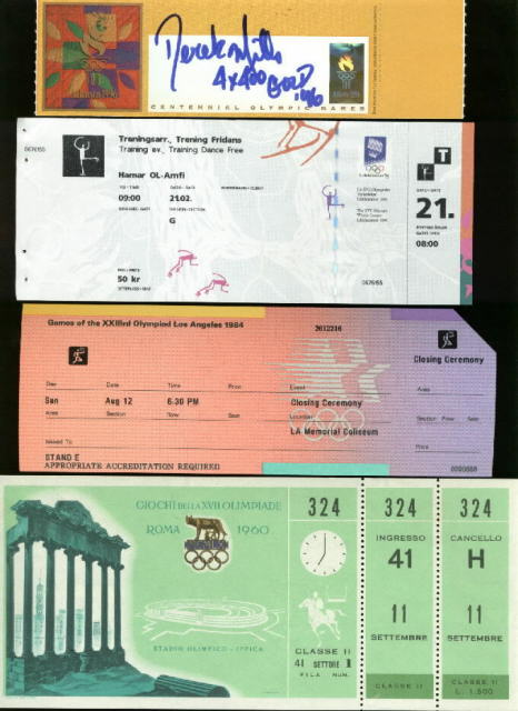10 Tickets Programs Autograph 8 Diff Olymipcs 1960-2002