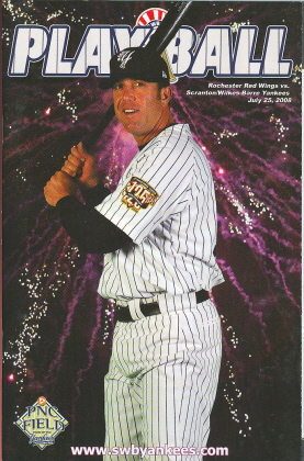 2008 Scanton Wilkes Barre Yankees vs Rochester Program  